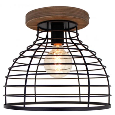 Plafonnier Brilliant Avia 30cm noir/bois, métal/bois, 1x A60, , 52W (1/5)