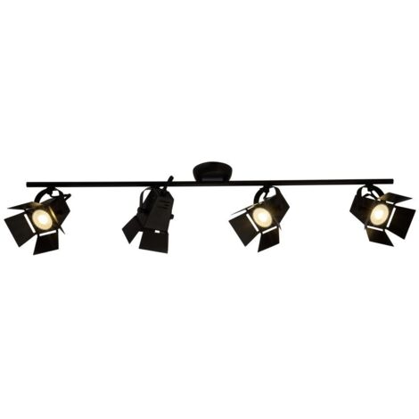 BRILLIANT lampe Movie Spot LED tube 4 lumières noir mat  4x LED-PAR51, GU10, 5W lampes à réflecteur LED incluses, (380lm, 3000K)  Échelle A ++ à E  Têtes pivotantes