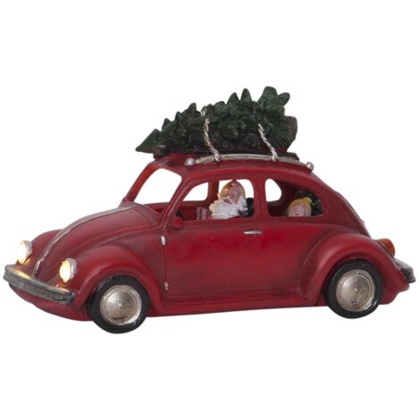 Décoration de Noël illuminée Star Trading « Merryville », scène de Noël avec voiture emblématique, rouge, 3 LED, blanc chaud, largeur 25,5 cm (1/3)