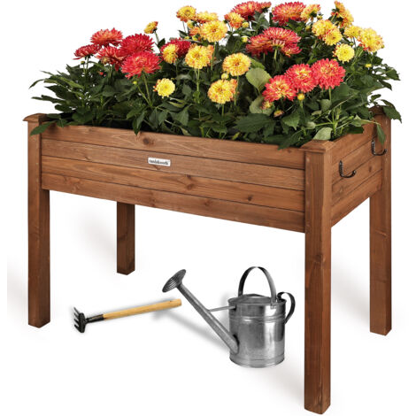 needs&wants® Carré Potager en Bois, lit de Jardin surélevé, jardinière en Bois rectangulaire pour Jardin Balcon extérieur, 100 x 50 x 75 cm, Brun Marron