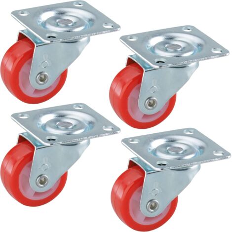 Roulettes pivotantes mini Dörner + Helmer 4 pièces en polyuréthane capacité de charge 60 kg 30x14 mm rouge (1/3)