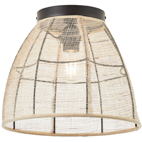 BRILLIANT lampe, plafonnier Tanah 32cm noir / naturel, 1x A60, E27, 42W, convient aux lampes LED (1/3)