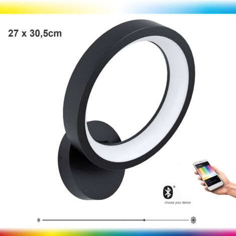 Applique murale LED EGLO connect Marghera-C, applique murale à 1 lampe en acier et plastique en noir, blanc, changement de température de couleur (chaud, neutre, froid), RVB, dimmable (1/5)