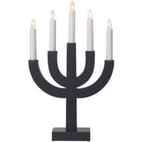 Star Trading Bougeoir gris foncé 'Selma' en pin laqué, 5 lumières, ampoule E10, H 40 cm