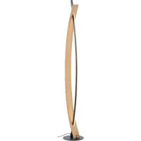 Brilliant – Lampadaire LED 120 cm – 2000 lm – 3000 K – métal et bambou noir/naturel – Éclairage chaleureux pour intérieur moderne