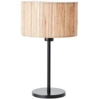 BRILLIANT lampe, lampe de table Wimea noir / naturel, 1x A60, E27, 52W, avec interrupteur à cordon