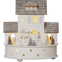 Star Trading Village de Noël LED 'Grauberg' avec train, boîte à musique, minuterie, batterie, bois