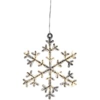Star Trading LED Snowflake Icy de Star Trading, lampe de Noël blanc chaud en plastique argenté, transparent, avec câble, longueur : 16 cm