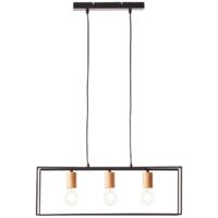 BRILLIANT lampe, suspension Arica 3-flammes noir / couleur bois, 3x A60, E27, 60W, câble peut être raccourci / réglable en hauteur