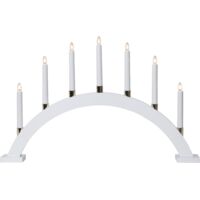 Star Trading Lustre de fenêtre Gillian de Star Trading, bougeoir avec 7 ampoules E10 blanc chaud, décoration de Noël en bois blanc, interrupteur à câble, longueur : 63 cm