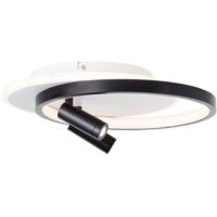 Plafonnier LED Brilliant Eunomia 35x30cm 2-flammes noir/blanc, métal/plastique, 1x LED intégrée, 30 W, (flux lumineux : 2900lm, couleur de la lumière : 3000K)