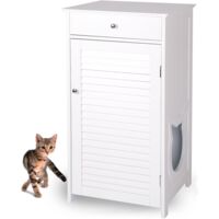 WONDERMAKE® Armoire à litière pour Chat, Grande Maison de Toilette en Bois pour bac à litière avec tiroir, Meuble Moderne Polyvalent, 51 x 46 x 96 cm, Blanc