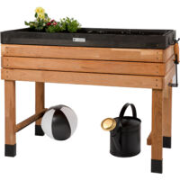 WONDERMAKE® Grand carré Potager en Bois de Cerisier Massif Haute, lit de Jardin surélevé sur Pieds, jardinière rectangulaire pour Jardin Balcon extérieur, 100 x 55 x 80 cm, Marron Brun foncé Noir