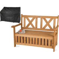 needs&wants® Banc de Jardin en Bois avec Espace de Rangement - Banc Caisson 2 Places En Bois Classique, Banc de Parc, Pour Extérieur avec Rangement, 115x61x85 cm, Bois Naturel Massif, Brun Foncé
