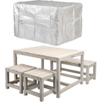 WONDERMAKE® Design groupe de sièges pour enfants jardin extérieur en bois avec housse, ensemble de sièges pour enfants groupe de pique-nique intérieur à partir de 3 ans, blanc coloré