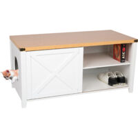 WONDERMAKE® Armoire à litière pour Chat, Grande Maison de Toilette en Bois pour bac à litière avec tiroir, Meuble Moderne Polyvalent, 51 x 46 x 96 cm, Blanc
