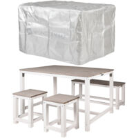 WONDERMAKE® Design groupe de sièges pour enfants jardin extérieur en bois avec housse, ensemble de sièges pour enfants groupe de pique-nique intérieur à partir de 3 ans, blanc coloré