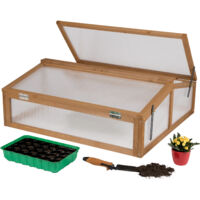 needs&wants® Kit de Petite Serre en Bois - Serre de Jardin, avec Couvercle Résistant aux Intempéries pour Jardin, Balcon, Extérieur, 90x82x32 cm, Polycarbonate, Brun Foncé