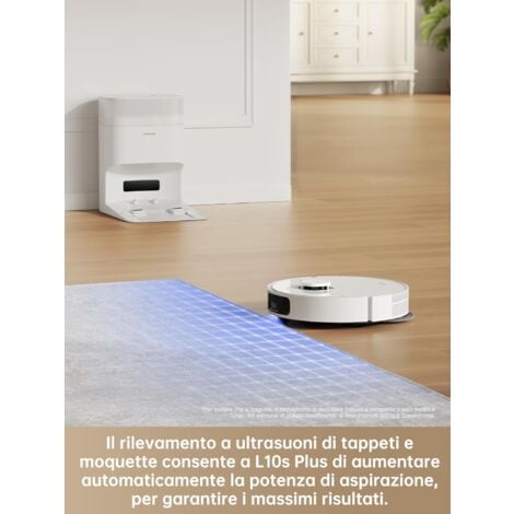 DREAME L10s Plus Robot aspirapolvere e lavapavimenti con svuotamento automatico, contiene fino a 90 giorni di polvere, aspirazione da 7000 Pa, pulizia DuoScrub™, sollevamento automatico dei moci