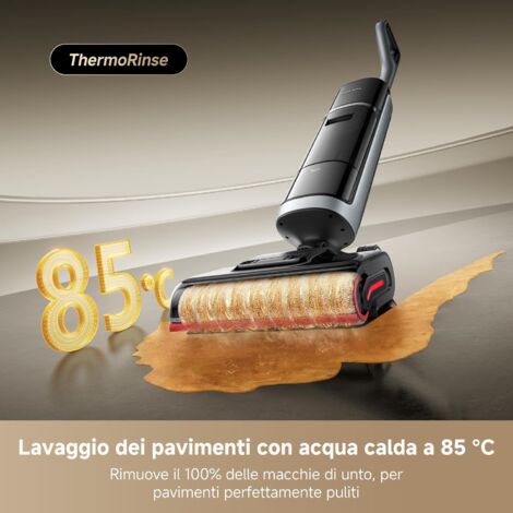 Aspirapolvere Lavapavimenti DREAME H15 Pro Heat, Lavaggio 85 °C, Braccio Robotico IA GapFree, RGB, Aspirazione 22 kPa, 0 Grovigli, Lavaggio Spazzola 100 °C, Asciugatura 5 min 90 °C, Navigazione e App