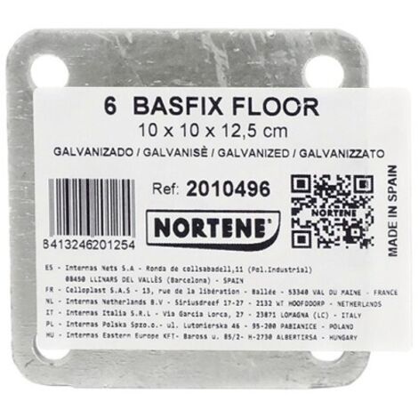 Nortene – Accessoire de fixation au sol BASFIX FLOOR – 1 unité – Pour sols durs – Matériau galvanisé – Dimensions 10 x 10 x 12,5 cm (1/4)