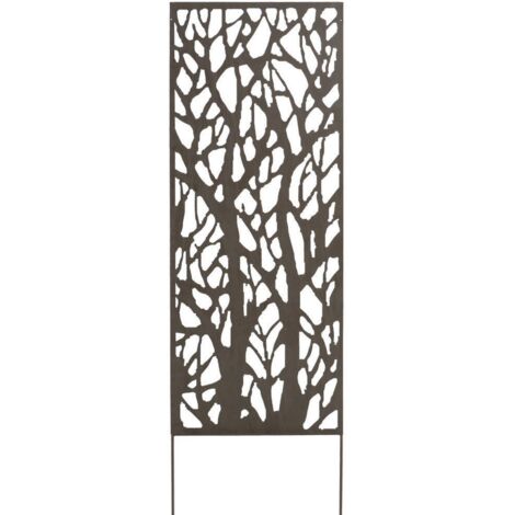 Nortene – Panneau décoratif mural en métal 60x150 cm – Motifs arbres – Brun vieilli – Installation murale ou au sol – Convient pour plantes grimpantes (1/6)