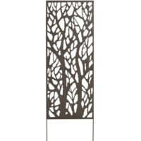 Nortene – Panneau décoratif en métal ajouré arbre 1,5 x 0,6 m – Acier découpé au laser – Finition brun effet vieilli – Installation murale ou en terre