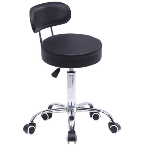 Tabouret de bureau pivotant noir – Dossier réglable en hauteur 48,5-64,5 cm – 5 roues à roulement doux – Conception ergonomique – Kktoner