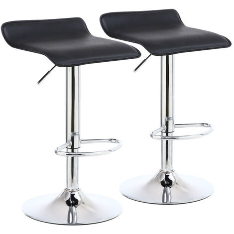 Tabouret de bar réglable en hauteur rotatif – Housse en cuir synthétique – Hauteur 58-78 cm – Capacité 135 kg – Lot de 2 – Kktoner