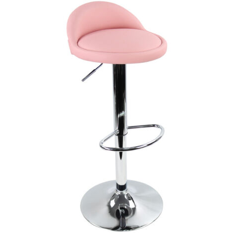 Tabouret de bar réglable en hauteur et rotatif – Cuir synthétique rose – Assise 37cm – Capacité 135kg – Pour espaces modernes – Kktoner