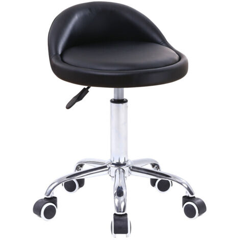 Tabouret de bureau réglable en hauteur 46-62cm – Cuir synthétique noir – 5 roulettes de sécurité – Charge maximale 135kg – Kktoner