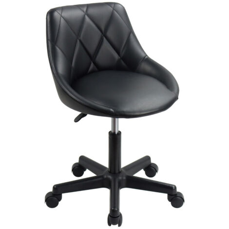 Tabouret Fauteuil pivotant Tabouret de Travail avec Dossier réglable en Hauteur Tabouret pivotant en Cuir PU - Noir - KKTONER