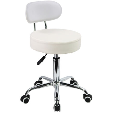 Tabouret de Travail Capable de Bouger et de Tourner Tabouret avec Dossier réglable en Hauteur Tabouret pivotant - Blanc - KKTONER