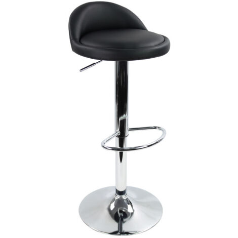 Tabouret de bar réglable en hauteur et rotatif – Cuir synthétique noir – Hauteur d'assise de 59,5 à 80 cm – Rotation 360° – Kktoner