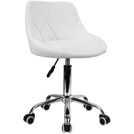 Tabouret de bureau pivotant en cuir PU – Dossier réglable en hauteur 70,2-81,6 cm – 5 roues pour sols durs – Capacité 136 kg – Kktoner