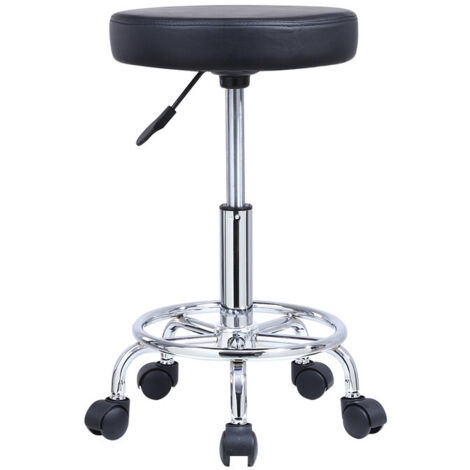 Tabouret de bar réglable en hauteur rotatif – Cuir synthétique étanche – Hauteur d'assise 47,5 à 62 cm – Confort optimal avec repose-pieds – Kktoner
