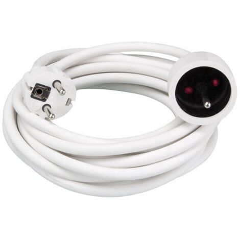 Perel – Rallonge électrique 5 m – Câble H05VV-F 3G1.5 – 16 A/230 V – Puissance 3500 W – Usage intérieur – PVC blanc (1/5)