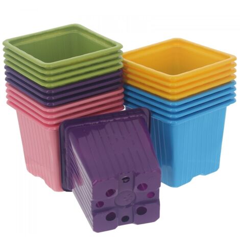 FILET de 20 POTS CARRES 8cm - 5 couleurs - ROMBERG (1/2)