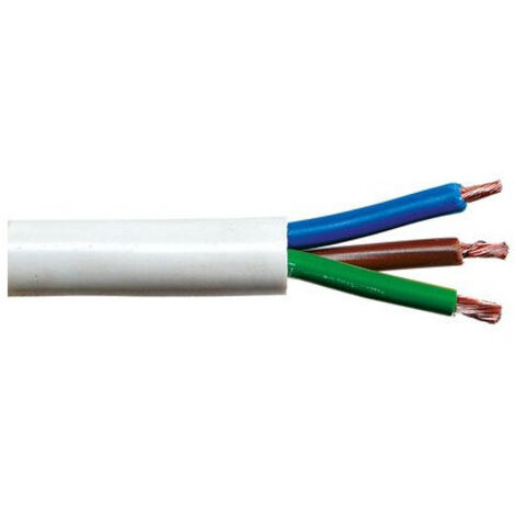 Câble électrique blanc 3G2.5 mm en rouleau de 50 mètres (1/3)