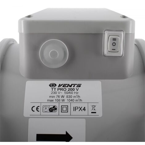 Ventilateur De Gaine Awenta WK200 - 200mm, 345 M³/h, Acier, 3 Vitesses - NEUF