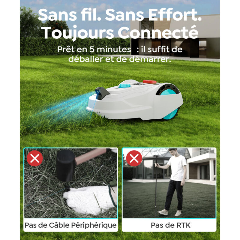 Robot Tondeuse Sans Fil Périphérique Worx Vision Landroid WR220E 2000m²