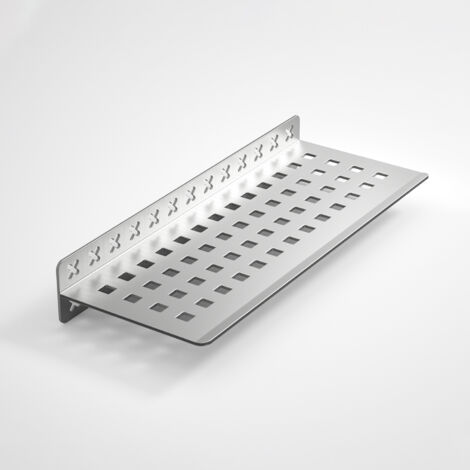 Etagere A Poser WENKO Étagère Murale Molinella, Tablette à 2 Niveaux Avec Paniers Profonds Pour Poser Les Articles D'hygiène En Sécurité, Inox Laqué Mat Avec Insert En Plastique, (l X H X L