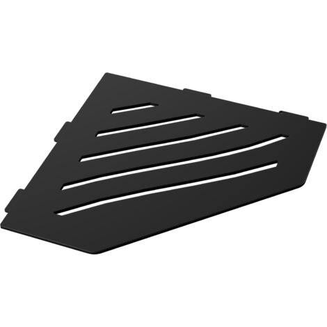 Tablette d'angle murale de douche en inox noir mat – Longueur 195mm – Épaisseur 3mm – Installation flexible sur mur carrelé – MCM
