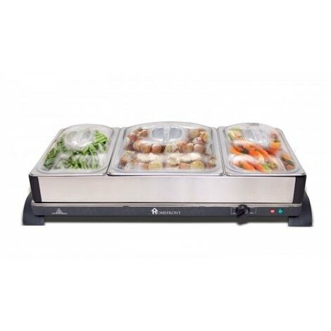 BUFFET SERVER 2in1 ADJUSTABLE HOT PLATE TRAY S/S STEEL FOOD WARMER