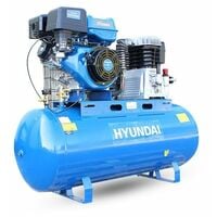 Petrol Air Compressor Hyundai HY140200PES Electric Start 29cfm, 14hp, 200L Litre Twin Cylinder Belt Drive