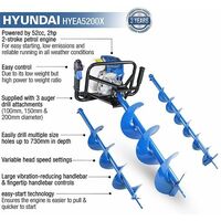 Hyundai HYEA5200X 52cc Petrol Earth Auger, Borer And Drill