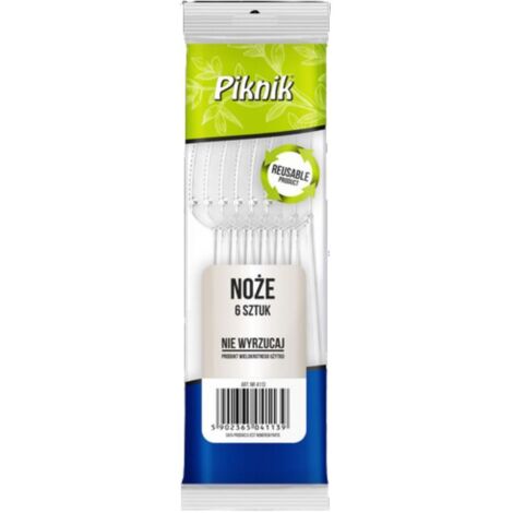 Couteaux Réutilisables 6 pcs - Transparent - Pratiques et Écologiques - Idéal pour Pique-niques