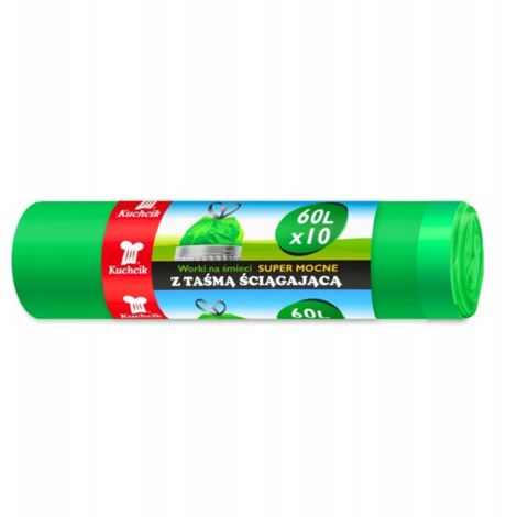 Sacs poubelle 60 l - Lot de 10 - Vert - Résistants et pratiques - Fermeture à glissière (1/5)