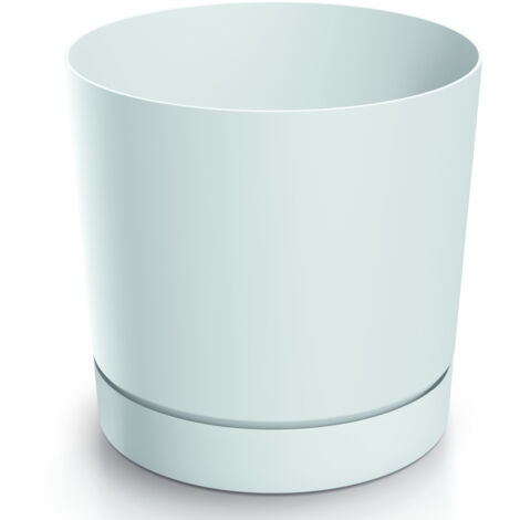 Pot de Fleurs avec Soucoupe - Modèle tubo p dpop180-s449 - Blanc - Design Moderne et Élégant (1/5)