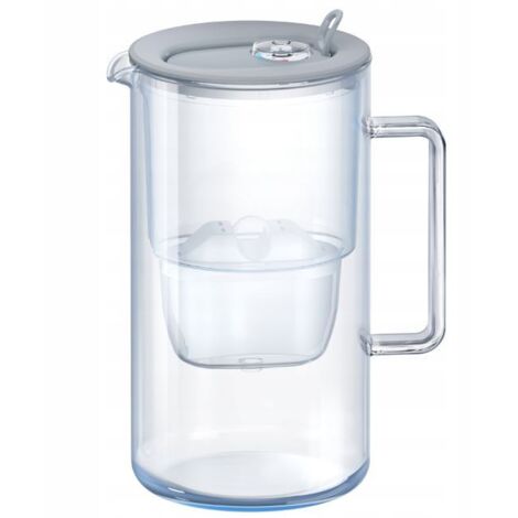 Aquaphor  Carafe Filtrante en Verre - 2,5 L - Grise - Élégante et Pratique - Filtration Efficace